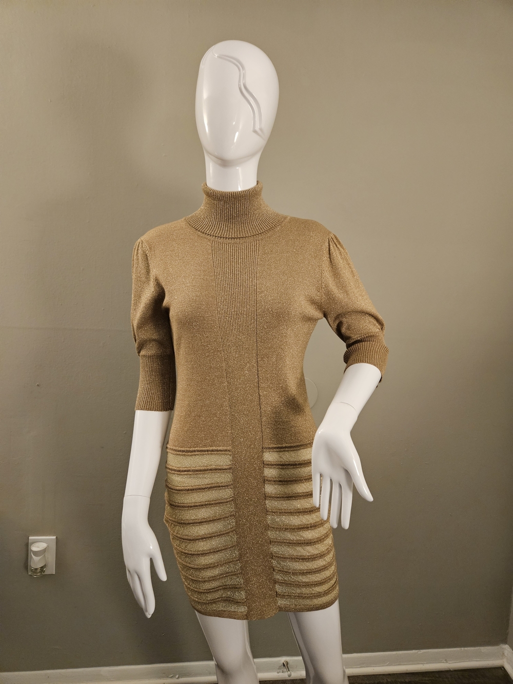 Nikibiki Ribbed Turtleneck Mini Dress in Brown Like New